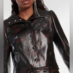 Courreges Tortoise Iconic Vinyl Jacket Brown